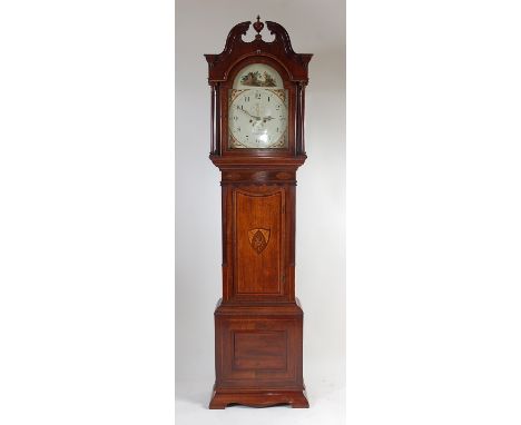 Daniel Moore of Coventry - an early 19th century oak and mahogany longcase clock, the painted and signed arch dial (w.14") ha