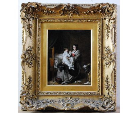 William Powell Frith RA (1819-1909) - Evening prayers, oil on panel, signed and dated 1858 lower left, 22 x 17.5cm