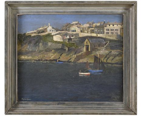 STEPHEN BONE (1904-1958). PORTHLEVEN, CORNWALL. (d) Signed, label verso, oil on board, 50 x 60cm. * Good condition; needs a l