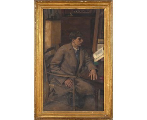 STEPHEN BONE (1904-1958). PORTRAIT OF GAVIN BONE, SEATED, READING AT A DESK. (d) Signed and dated 1926, oil on canvas, 87.5 x