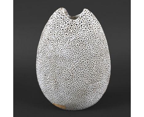 ALAN WALLWORK (BRITISH 1931-2019) - LARGE STUDIO POTTERY VASE. (d) A large 'Pebble' vase with curved sides and small aperture