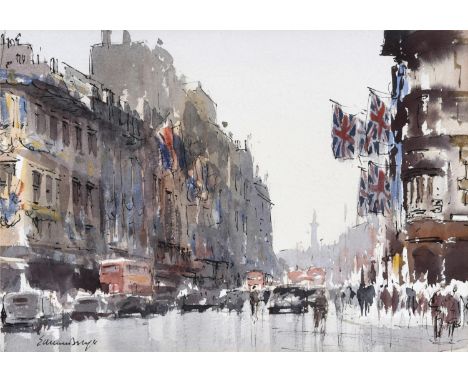 EDWARD SEAGO, RWS (1910-1974). THE STRAND, JUNE 1953. (d) Signed, watercolour with pen and ink, 18.5 x 27cm., * Seago was app