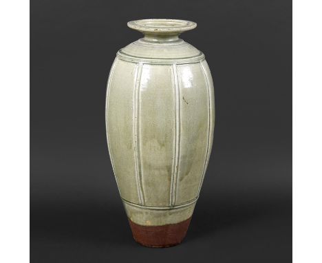 RICHARD BATTERHAM (BRITISH 1936-2021) - LARGE STUDIO POTTERY VASE. (d) An unusually large stoneware shouldered vase, with ver