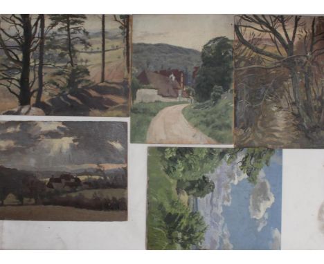 STEPHEN BONE (1904-1958). FIVE LANDSCAPE SKETCHES. (d) Unsigned, oil on panel or on board, unframed, 27 x 35cm approx (5). * 
