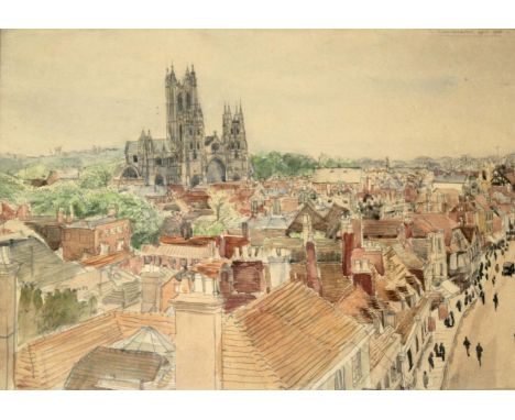 STEPHEN BONE (1904-1958). CANTERBURY. (d) Inscribed CANTERBURY APRIL 1920, watercolour and pencil, 24.5 x 34.5cm.;, with a sm