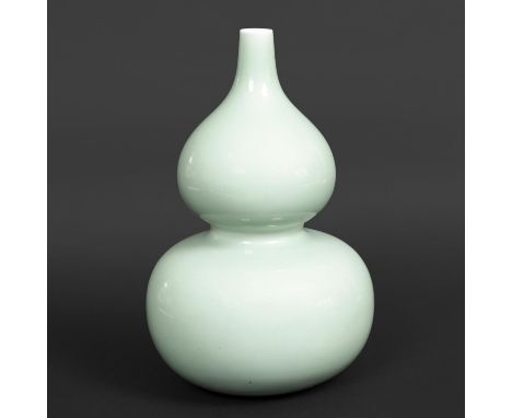 CHINESE CELADON DOUBLE GOURD VASE - QIANLONG MARK &amp; PERIOD. A Qianlong (1736-1795) mark and period porcelain vase, with a