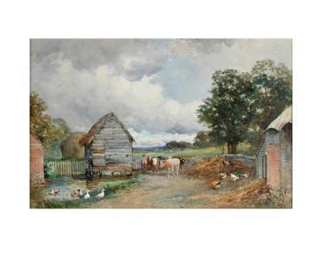 DAVID BATES (1840-1921). BACK TO THE FARMYARD. Signed, watercolour, 47 x 72.5cm. * Generally good condition with fresh colour