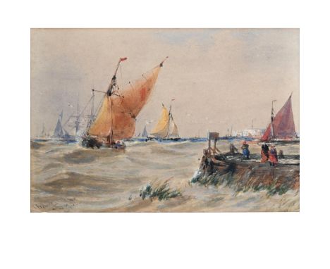 THOMAS BUSH HARDY (1842-1897). ON THE MEDWAY. Signed, inscribed with title and indistinctly dated (possibly 1880), watercolou