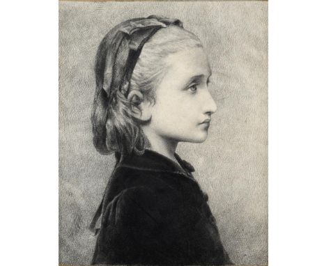 EDWARD CLIFFORD (1844-1907). Follower of. PORTRAIT STUDY OF A GIRL. Charcoal , 25 x 20cm. This drawing is stamped `ESK` on th