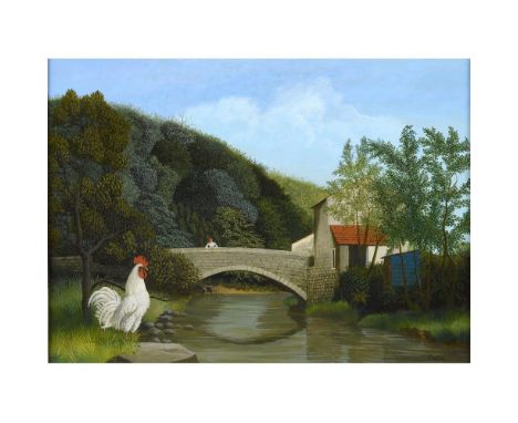 BERNARD CARTER (1920-2014). WHITE COCK NEAR A STREAM (1977). (d) Signed, oil on canvas, 40 x 54.5cm., Provenance: London, Por