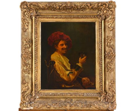 WILLEM VAN MIERIS (1662-1747). Follower of. THE TAVERN TOPER. Oil on panel, 35.5 x 29cm. * Retouching along old fine split on