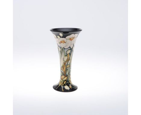 LARGE MODERN MOORCROFT TRIAL VASE - JAPANESE ANEMONE. A large trumpet shaped vase in the Japanese Anemone design, dated 17/4/