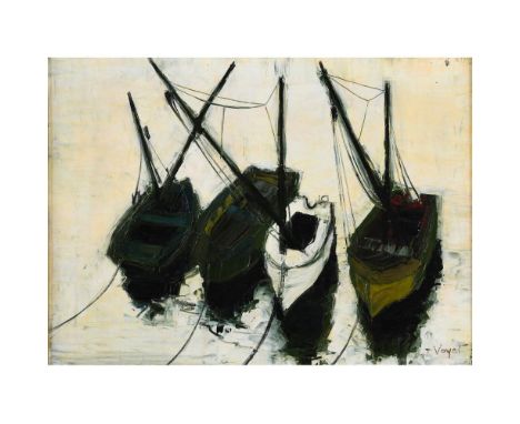 JACQUES VOYET (1926-2010). BARQUES SUR LE LAC BLANC. (d) Signed, oil on canvas, 52.5 x 71.5cm., Provenance: London, Frost & R
