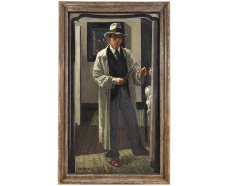 JAMES MILLER (1893-1987). SELF PORTRAIT IN THE STUDIO. (d) Signed, oil on canvas, 126 x 70cm., Exhibited: Glasgow Art Club, 1