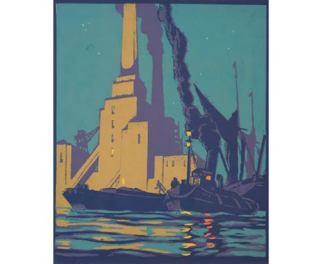 LESLIE MOFFAT WARD (1888-1978). LESLIE MOFFAT WARD. (d) THE POWER HOUSE, Colour linocut, 1930, not signed or numbered, 31.5 x