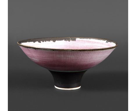 DAME LUCIE RIE (AUSTRIAN/BRITISH 1902-1995) - PORCELAIN FOOTED BOWL. (d) A porcelain footed bowl, the interior with bands of 