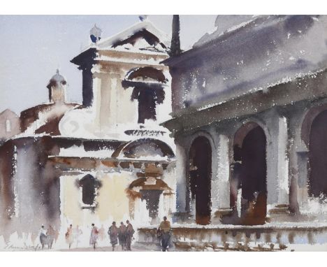 EDWARD SEAGO, RWS (1910-1974). A STREET CORNER, ROME. (d) Signed, watercolour and pencil, 26.5 x 36cm., Provenance: London, P