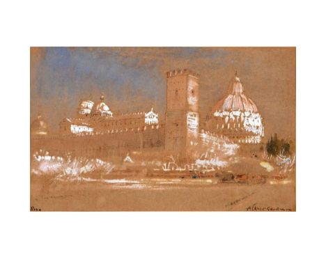 ALBERT GOODWIN, RWS (1845-1932). PISA. Signed, inscribed with title, watercolour and pencil heightened with white, 14.5 x 23.