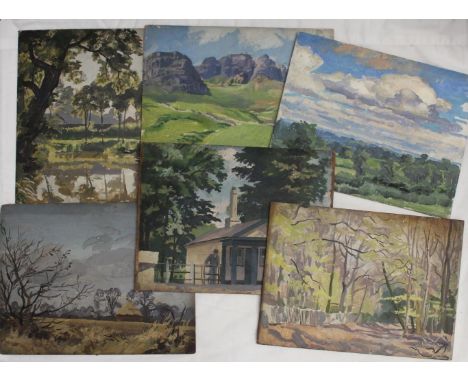 STEPHEN BONE (1904-1958). REGENT'S PARK; OLD MAN OF STOUR; SUMMER EVENING (1937); ISLE OF WIGHT; HAMPSTEAD HEATH. (d) Six, on