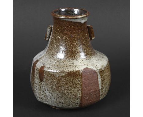 JANET LEACH (1918-1997) - ST IVES STUDIO POTTERY VASE. (d) A stoneware vase with a tapering neck, compressed circular body an