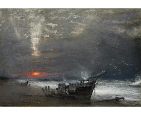 ALBERT GOODWIN, RWS (1845-1932). THE DAY'S END. Signed and dated 1916, inscribed with title, watercolour and pastel, 42 x 59.