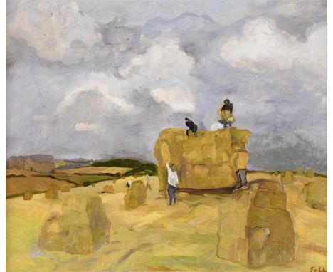 SHEILA FELL, RA (1931-1979). HAYFIELD, BRAYTON ROAD, ASPATRIA. (d) Signed, oil on canvas, 49.5 x 59.5cm., Provenance: Farnham