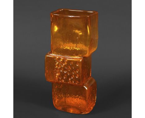 LARGE WHITEFRIARS 'DRUNKEN BRICKLAYER' VASE - TANGERINE. A large Whitefriars vase in the tangerine colourway, Model No 9672 a