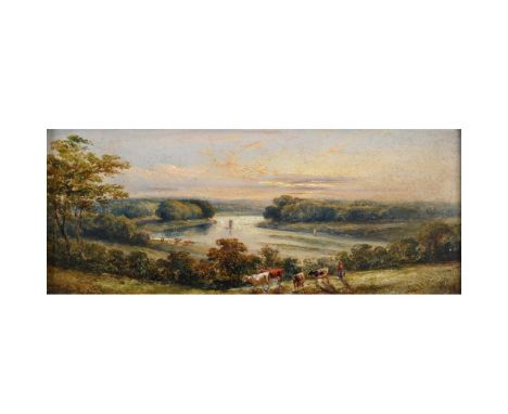 GEORGE VICAT COLE (1833-1893). His circle. THE THAMES FROM RICHMOND HILL. Oil on panel, 14 x 34.5cm. * Some slight craquelure