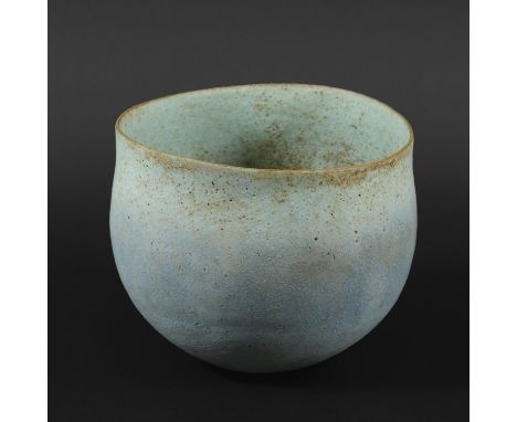 JOHN WARD (BRITISH B1938) - LARGE STUDIO POTTERY BOWL. (d) A large deep stoneware bowl, with a turquoise and brown mottled gl