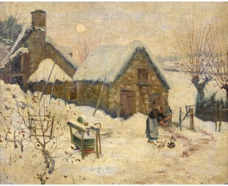 EDOUARD FREDERICK ERTZ (AMERICAN, 1862-1954). MIDWINTER, POIGNY. Signed, with artist's ink letter verso, oil on canvas, 36 x 