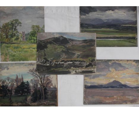 STEPHEN BONE (1904-1958). FIVE LANDSCAPE SKETCHES. (d) One signed, oil on panel, board or canvasboard, unframed, 27.5 x 35cm 