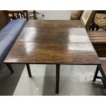 Early 19th cent. Oak drop leaf table, rectangular top supported by square chamfered legs. 26½ins.