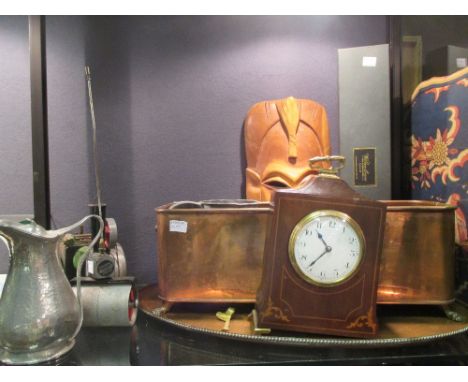 An Edwardian mantle clock, various china, metalwares etc  
