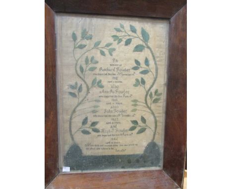 A George III memorial sampler to the Fowler family  