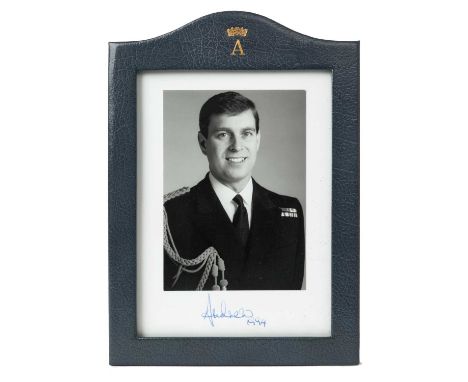 Prince Andrew, Duke of York signed presentation portrait photograph of the Prince in naval uniform signed in ink and dated 19