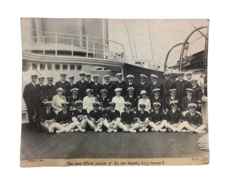 T.M.King George V and Queen Mary and T.R.H. The Duke and Duchess of York, fine portrait photograph taken with the crew of The