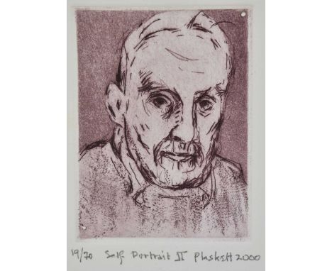 Joseph Plaskett (1918-2014) signed etching an aquatint - Self Portrait II, dated 2000, 19/70, 8cm x 6cm, together with anothe