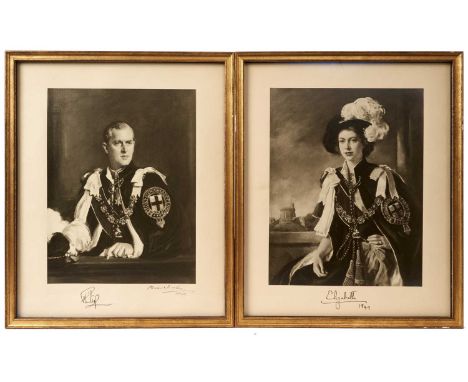 T.R.H. Princess Elizabeth Duchess of Edinburgh (later H.M.Queen Elizabeth II) and Prince Philip Duke of Edinburgh, pair of un