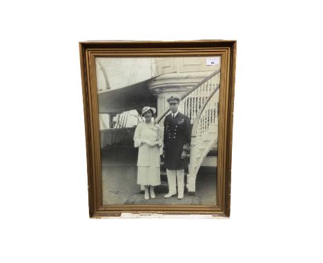 T.M. King George VI and Queen Elizabeth, fine portrait photograph of the Royal couple on board the Royal Yacht Victoria & Alb