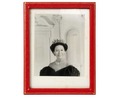 H.R.H.The Princess Margaret Countess of Snowdon, signed presentation portrait photograph of the Princess wearing a diamond ti