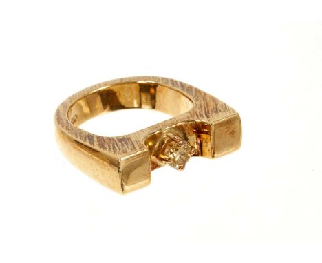 Gerald Benney yellow diamond and 18ct yellow gold ring, the round brilliant cut diamond of fancy golden colour, claw set in a