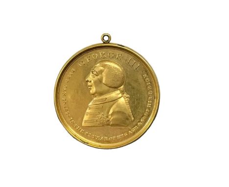 The death of H.M.King George III January 29th 1820, rare gilt metal commemorative medallion decorated with a portrait of the 
