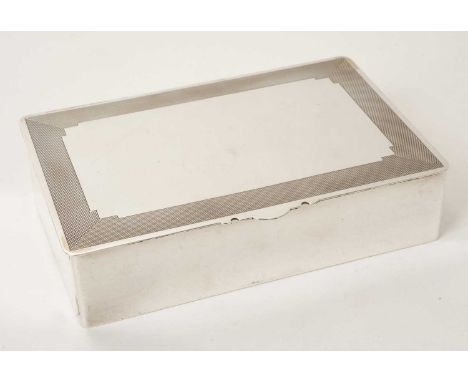 1930s silver cigarette box of rectangular form, hinged cover with engine turned decoration (Birmingham 1937) Mappin &amp; Web