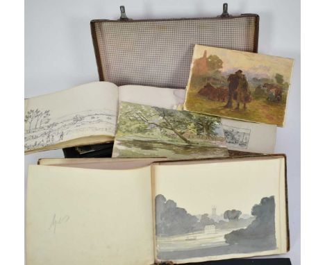 Collection of English School sketch books, dating from the early 1800's until the 1860's, which appear to be the hand of two 