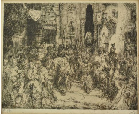 Marius Bauer (1867-1932) signed limited edition etching - 'Aladdin', 1911, numbered 93., plate 14cm x 17cm, mounted