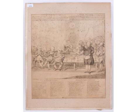 James Gillray (1757-1815) etching - Anecdote Maconnique - A Masonic Anecdote, published 1786, H. Humphrey, 51 x 46cm, in card