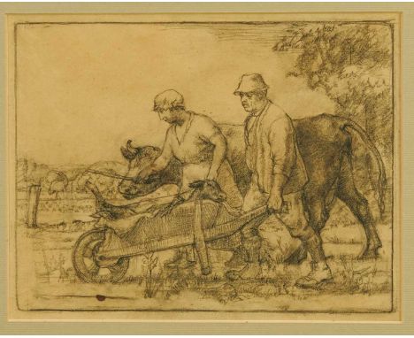 Charles Frederick Tunnicliffe (1901-1979) pencil drawing - The Newborn Calf, 21cm x 27cm, in glazed frameProvenance: David Cr