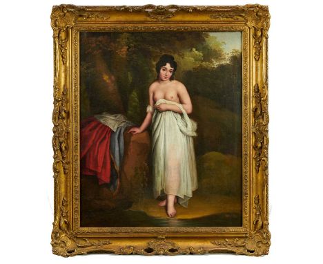 French School, early 19th century, oil on canvas - The Bather, 60cm x 49cm, in gilt frame Provenance: Bonhams, The selected c
