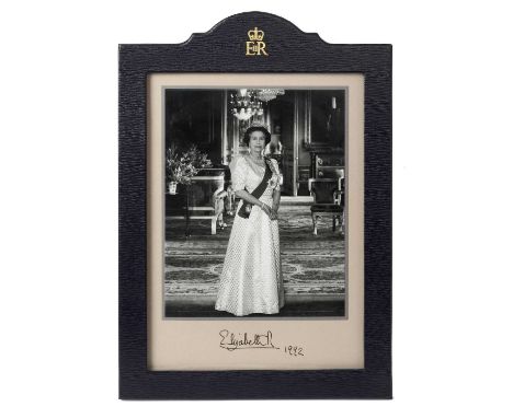 H.M.Queen Elizabeth II, fine and large signed presentation portrait photograph dated 1992 with Her Majesty wearing a diamond 