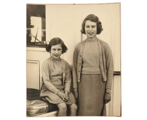 T.R.H. The Princess Elizabeth (later H.M. Queen Elizabeth II) and The Princess Margaret, charming 1930s portrait photograph o